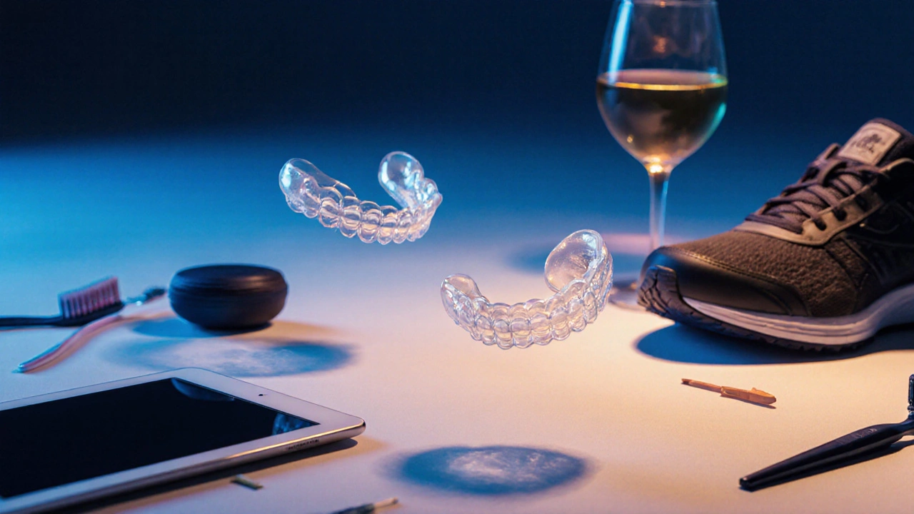 Dvě vyrovnátka ve vzduchu kolem běžných předmětů, symbolizující denní rozhodnutí.