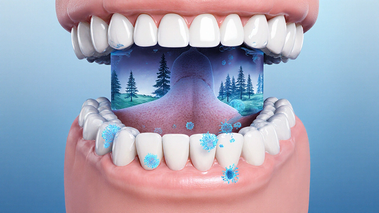 Mikroskopický pohled na vibrující vlny odstraňující náplav pod dásněmi.