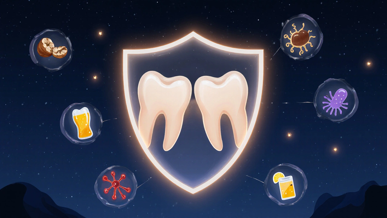 Noční ochranná destička odrazuje hrozby jako škrábaní zubů a tvrdé potraviny.