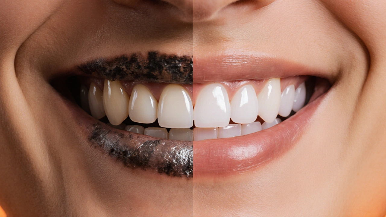 Přechod od starých kovových korunek s tmavými čarami u dásně k přirozeně vypadajícím keramickým korunkám.