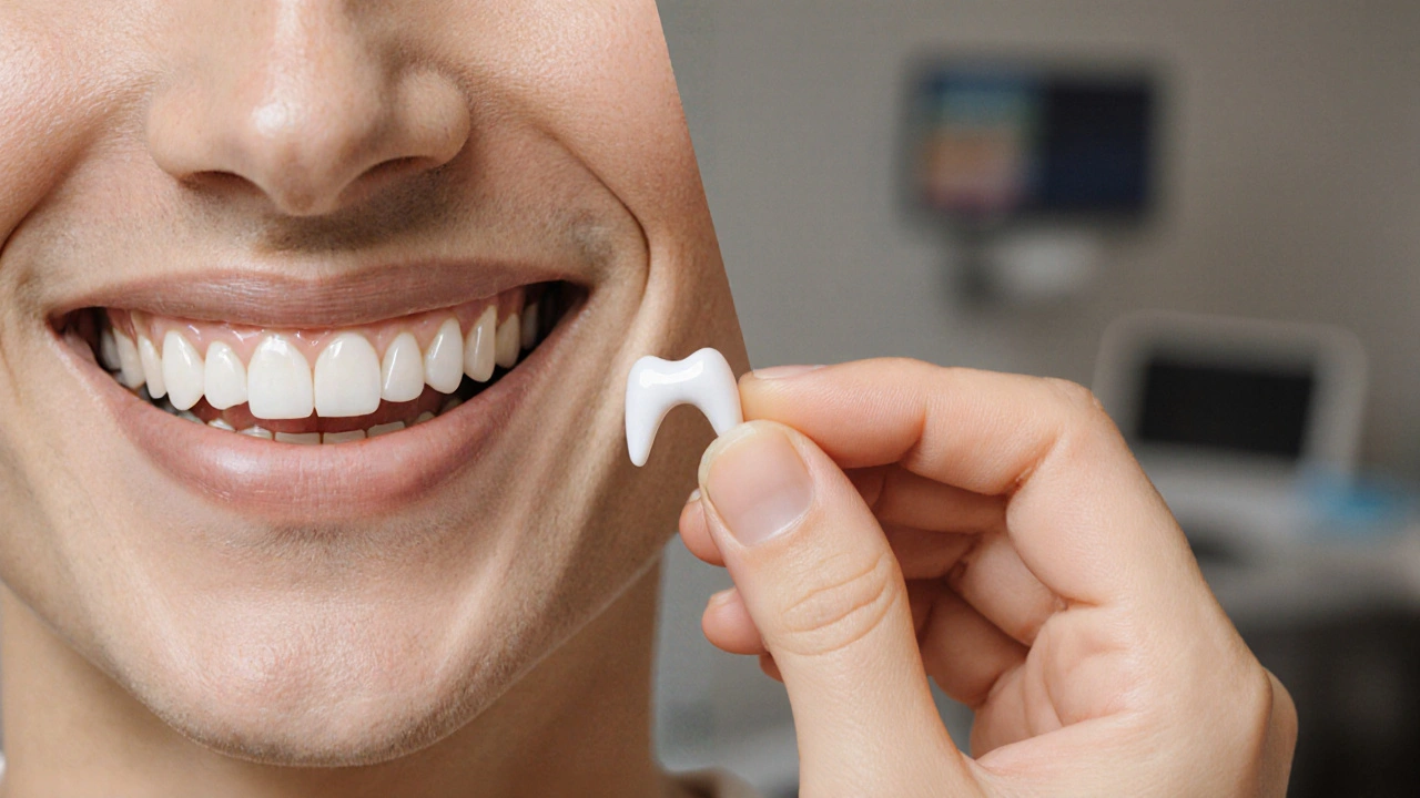 Před a po transformaci úsměvu s keramickými fázetami.