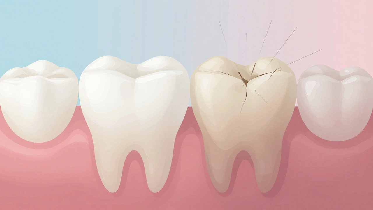 Přechod čerstvé plomby k opotřebované s mikrotrhlinami