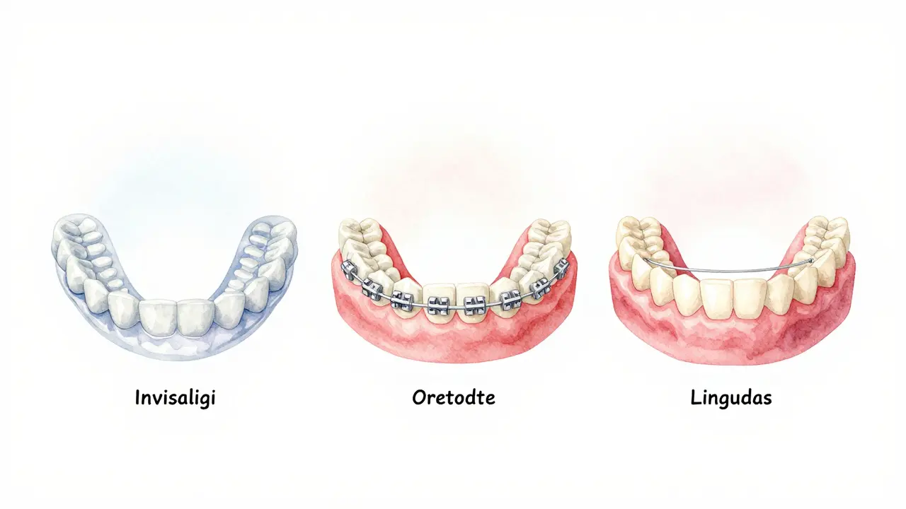 Tři typy ortodontických řešení pro přední zuby: průhledné plánky, keramické závěsy a lingulární drátek