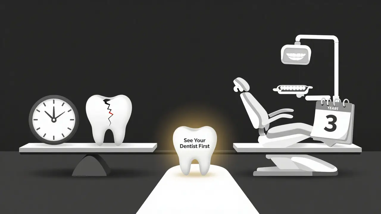 Váha srovnává rizikové domácí bělení a bezpečné profesionální řešení u zubaře.