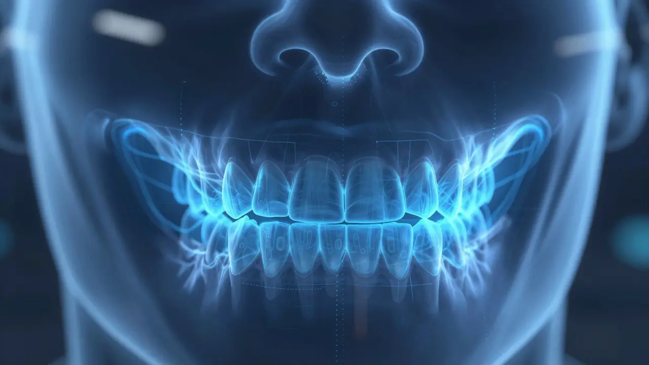 3D digitální simulace narovnávání zubů v moderní klinice.