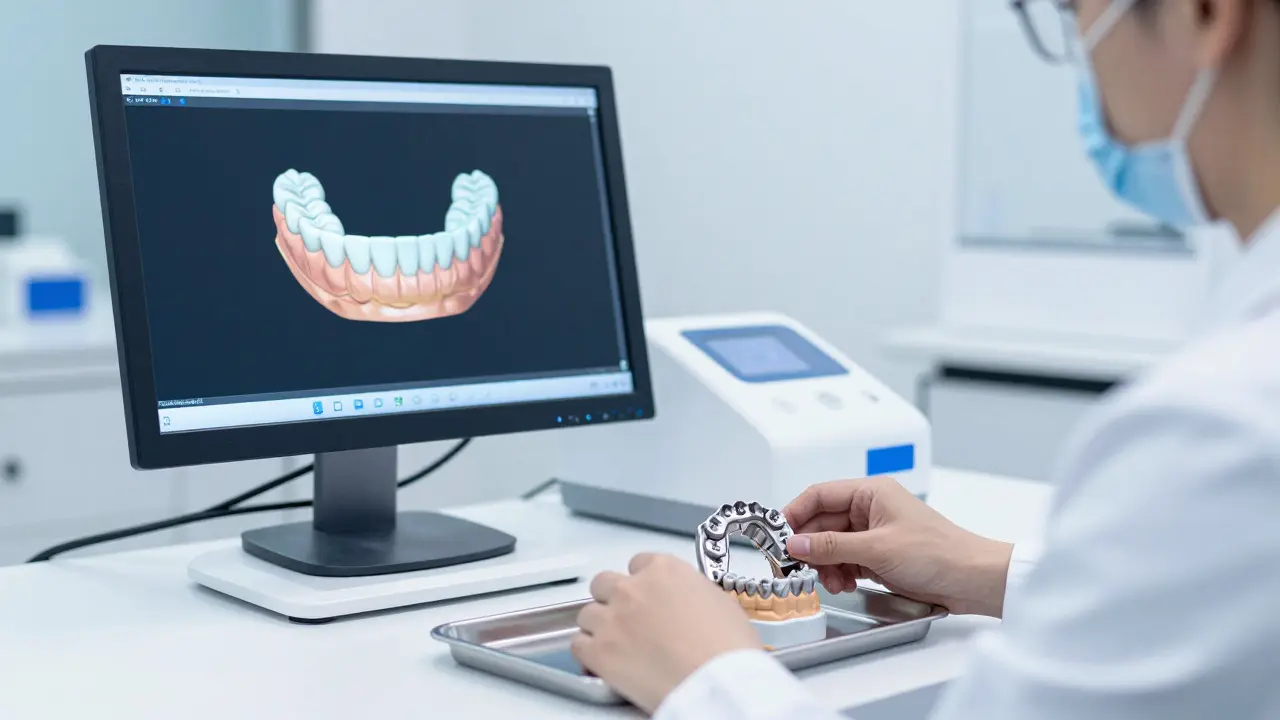 Moderní laboratoř s digitálním modelem a kovovou protézou