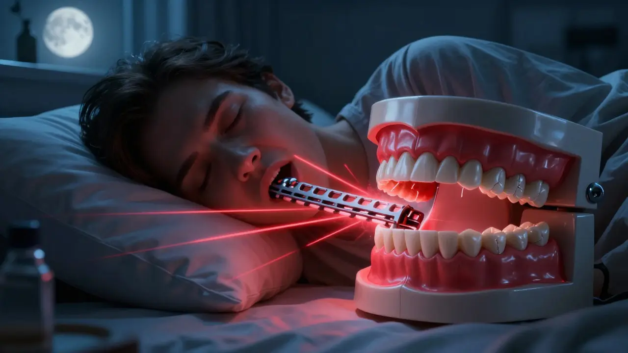 Abstraktní znázornění tlaku při broušení zubů na můstek