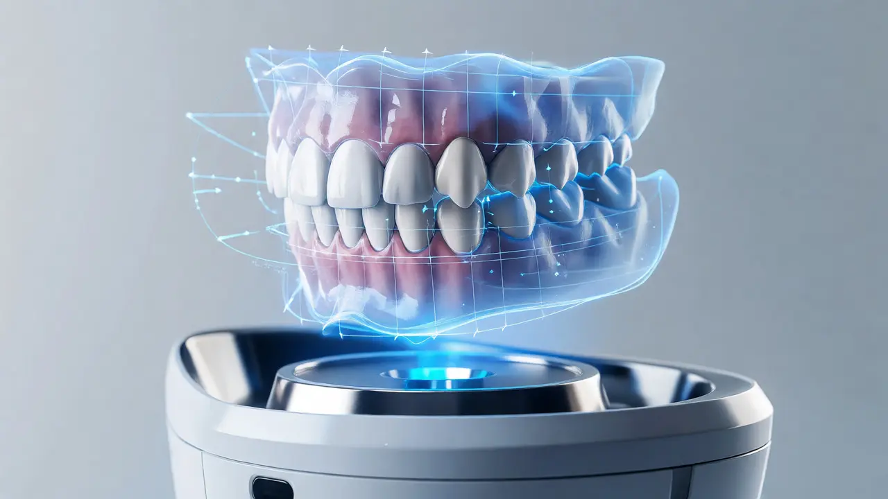 3D model zubů s plánem pohybu pro rovnátka